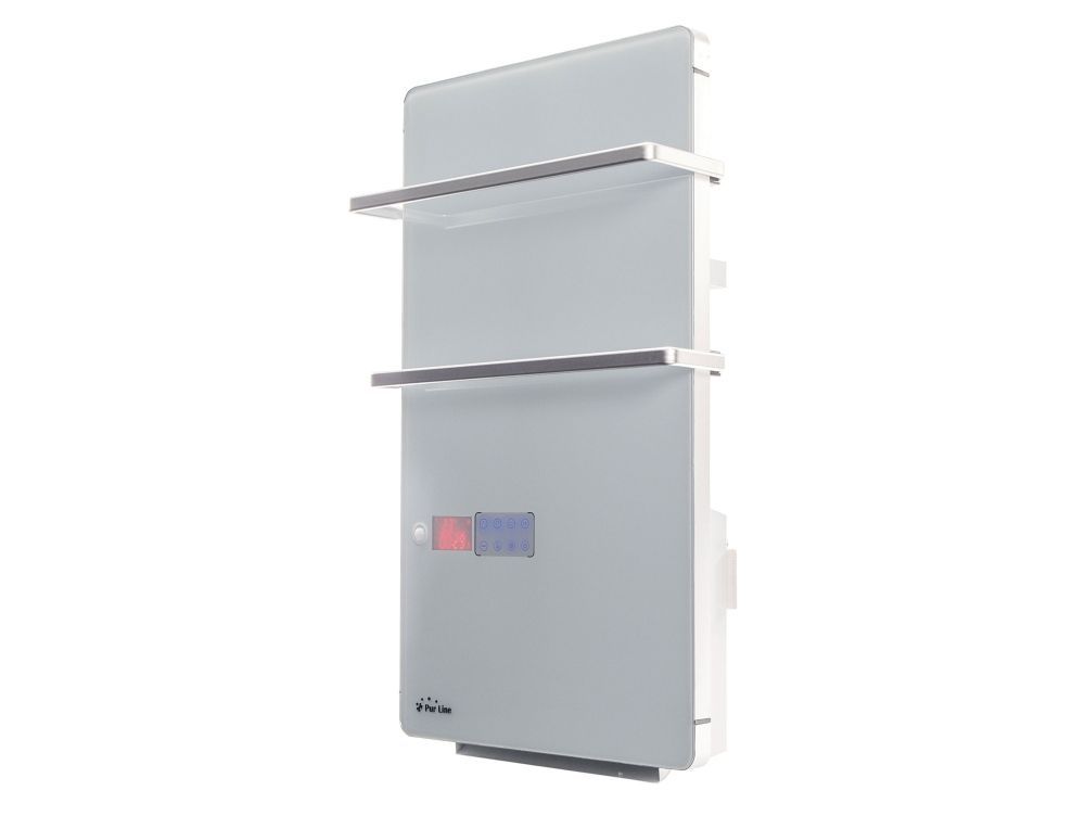 Toallero Calefactor Eléctrico 2000W, consumo, cristal templado blanco, pantalla LCD y WiFi