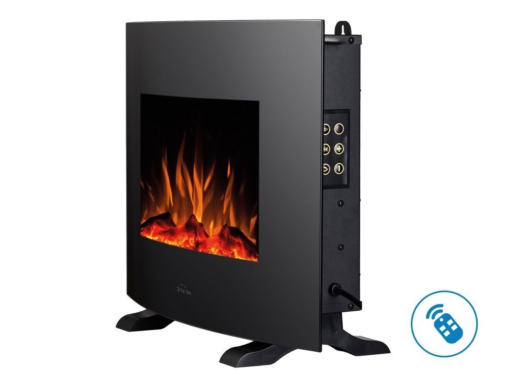 Chimenea ElÃ©ctrica de suelo o pared con cristal curvo