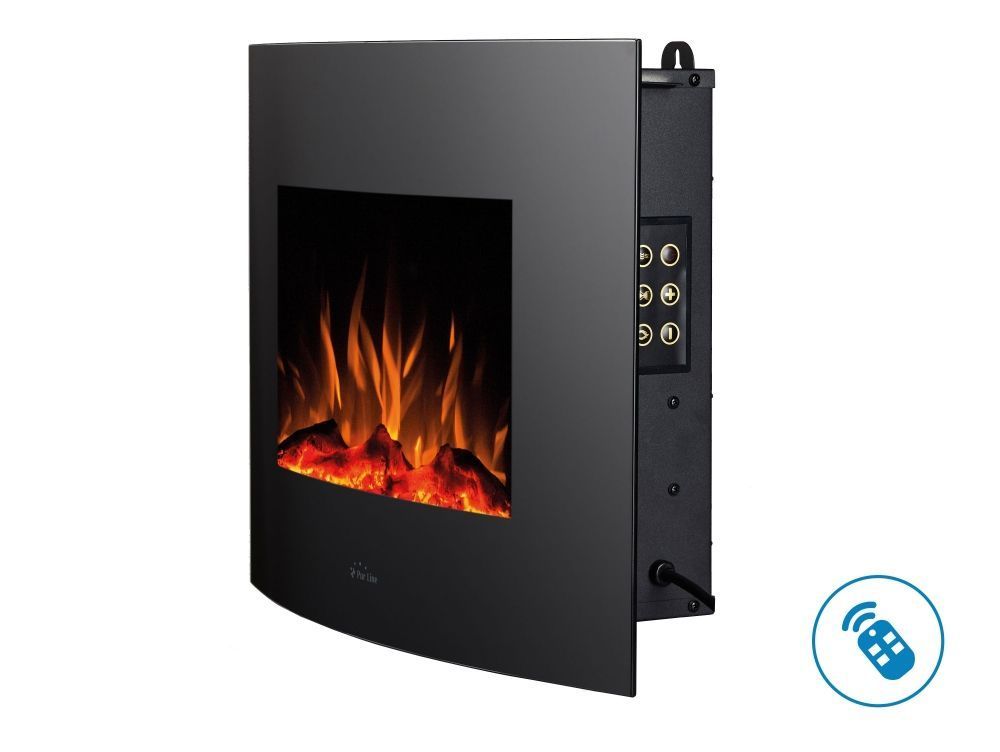 Chimenea ElÃ©ctrica de suelo o pared con cristal curvo