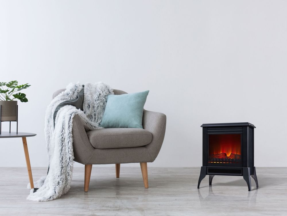 Chimenea ElÃ©ctrica de suelo tipo estufa tradicional de color negro