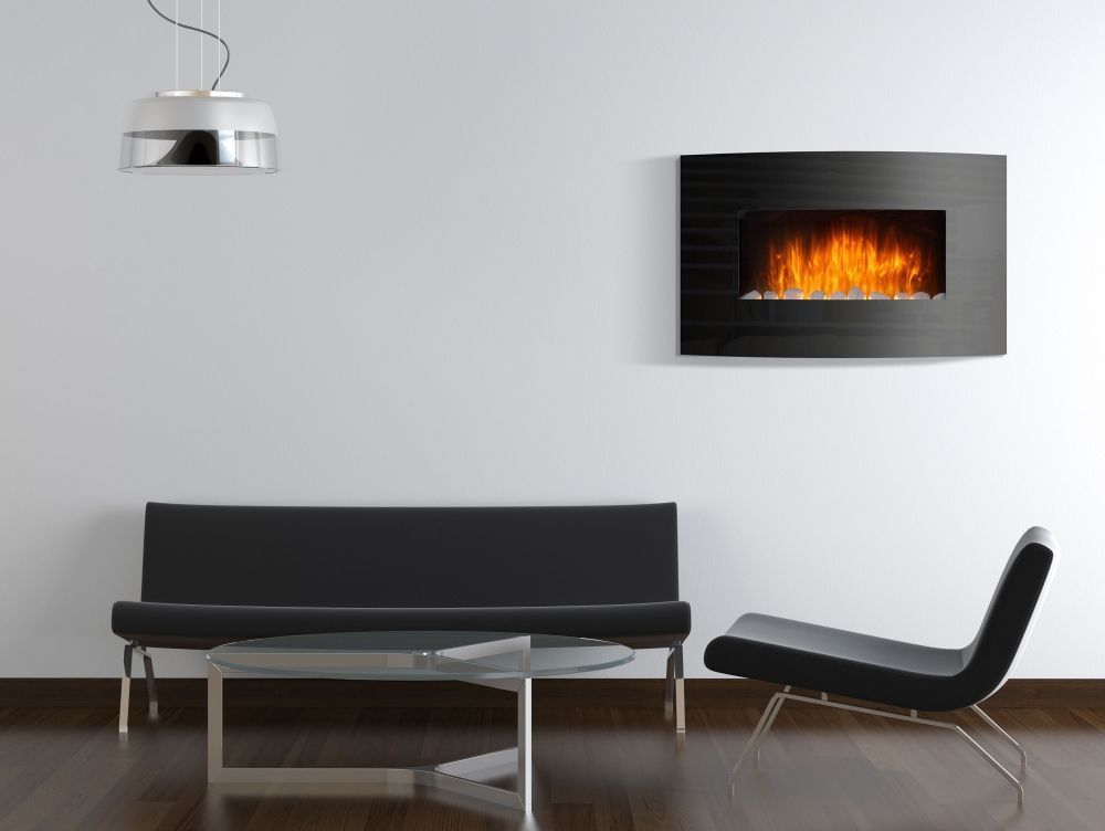 Chimenea ElÃ©ctrica cristal curvo de Purline